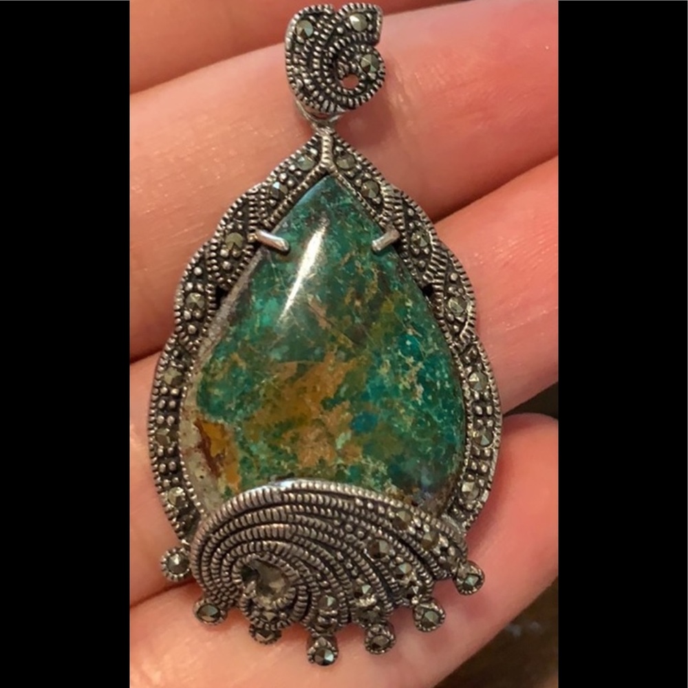 Vintage genuine  turquoise & silver 925necklaces . - Picture 4 of 9